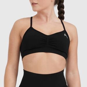 Oner Active effortless micro bralette with knitted logo in black